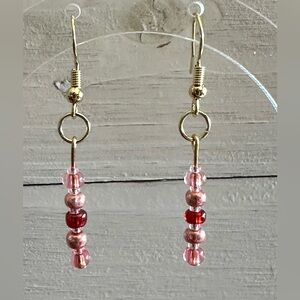 Handmade Beaded Earrings 18K Gold Plate and Czech Glass Beads